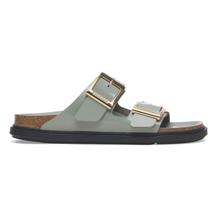 Arizona Droplet Buckle Natural Leather Patent - High Shine Pure Sage