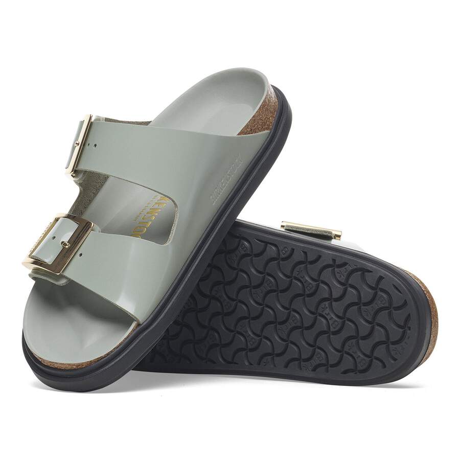Arizona Droplet Buckle Natural Leather Patent - High Shine Pure Sage