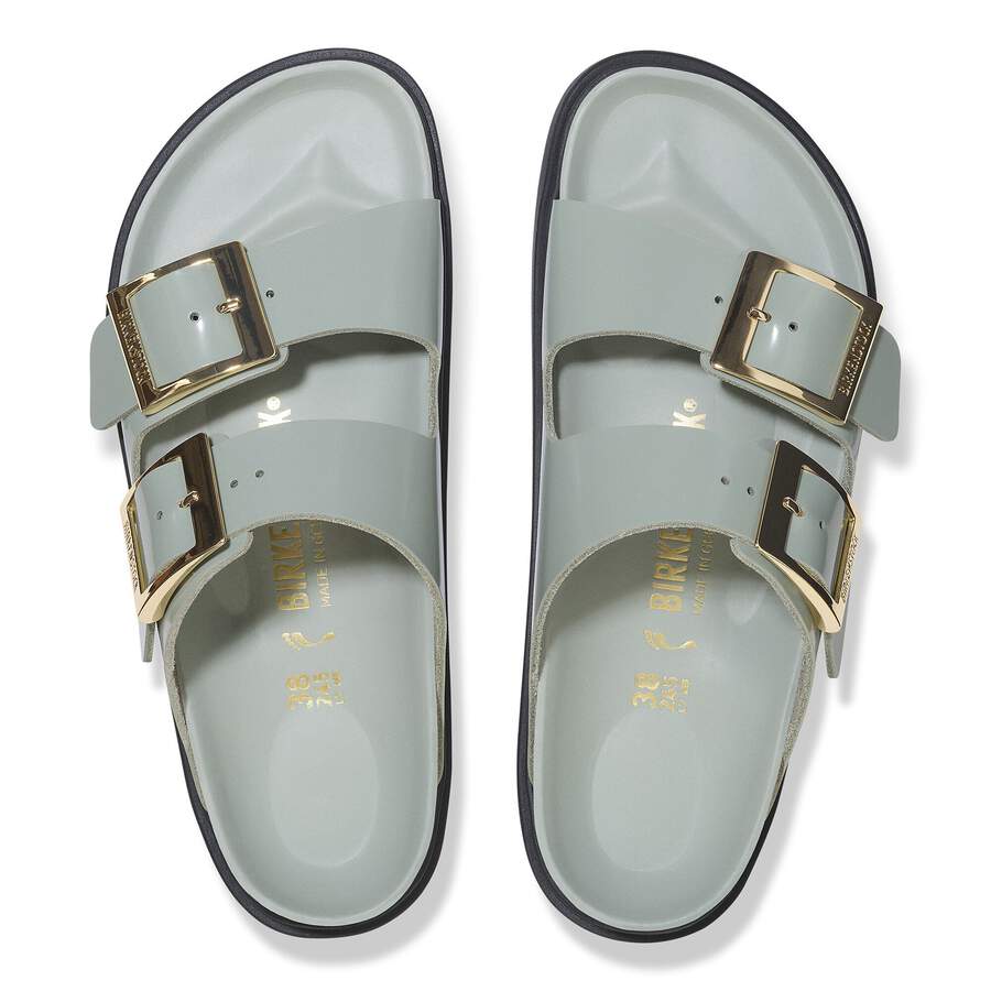 Arizona Droplet Buckle Natural Leather Patent - High Shine Pure Sage