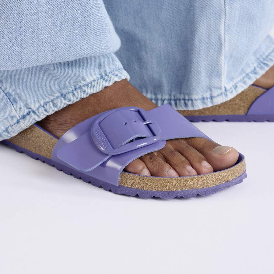 Madrid Big Buckle Natural Leather Patent - High Shine Purple Dusk