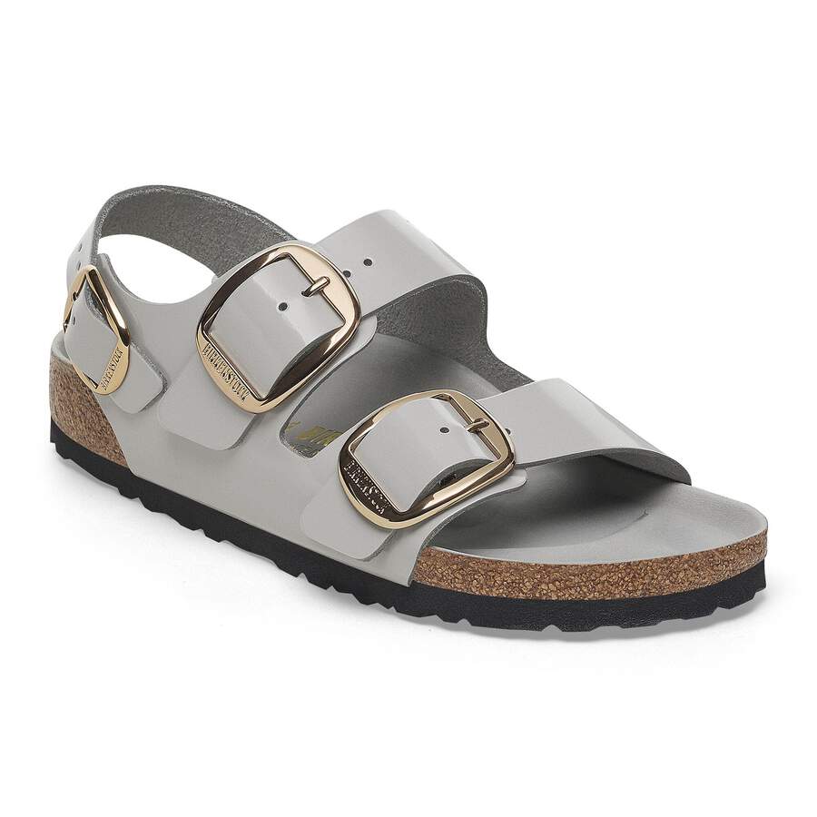 Milano Big Buckle Natural Leather Patent - High Shine Stone Coin