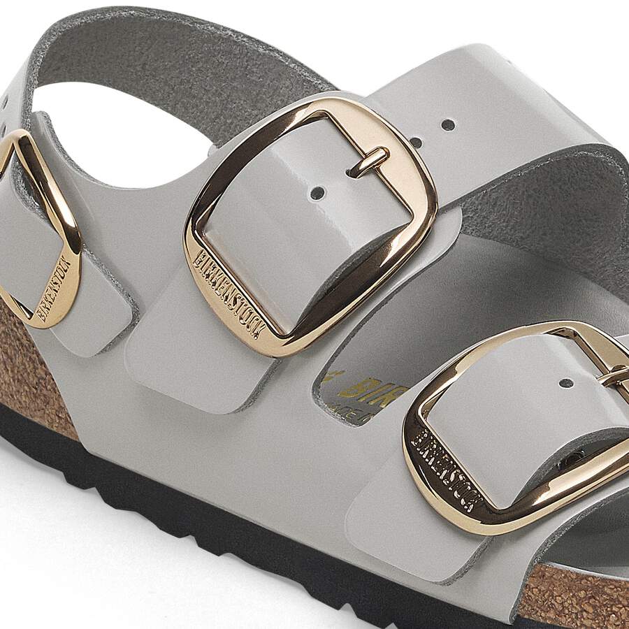 Milano Big Buckle Natural Leather Patent - High Shine Stone Coin