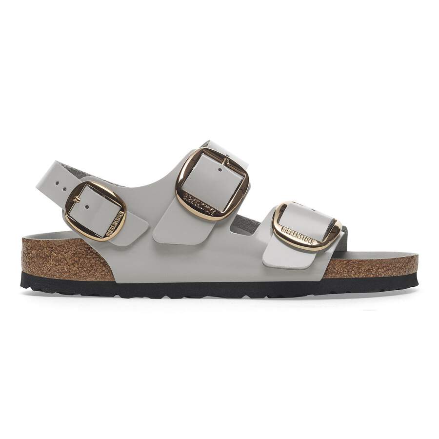 Milano Big Buckle Natural Leather Patent - High Shine Stone Coin