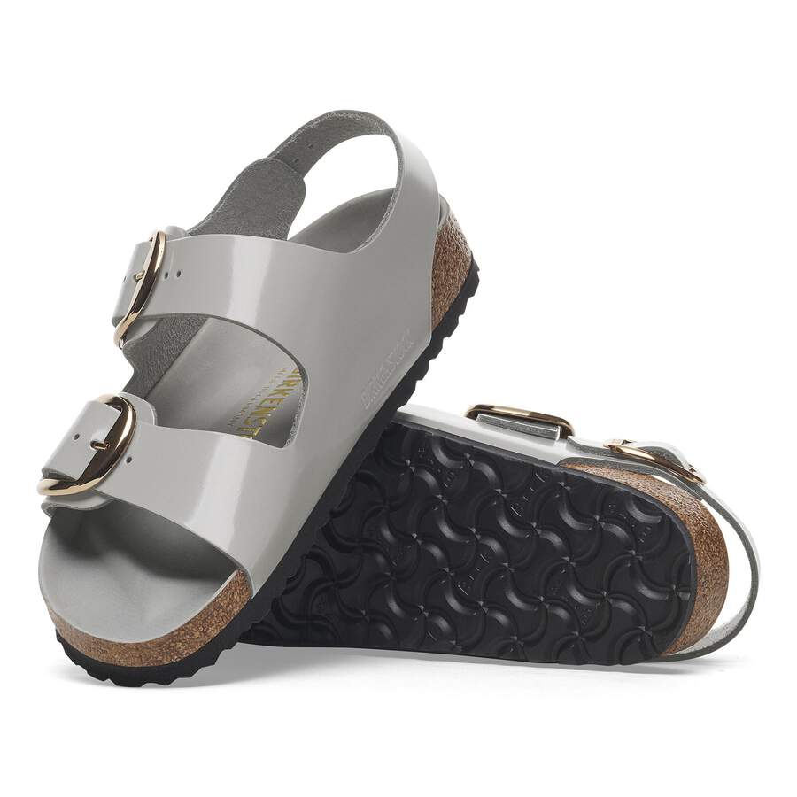 Milano Big Buckle Natural Leather Patent - High Shine Stone Coin