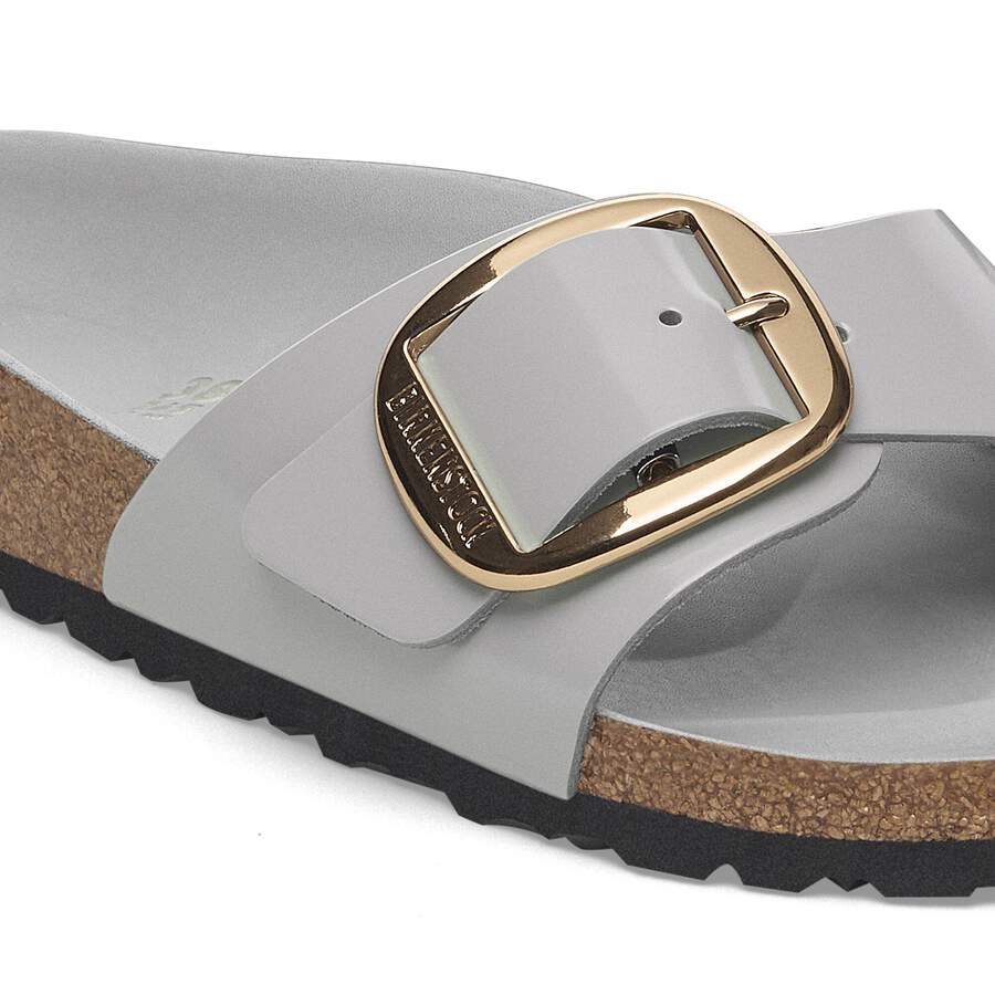Madrid Big Buckle Natural Leather Patent - High-Shine Stone Coin