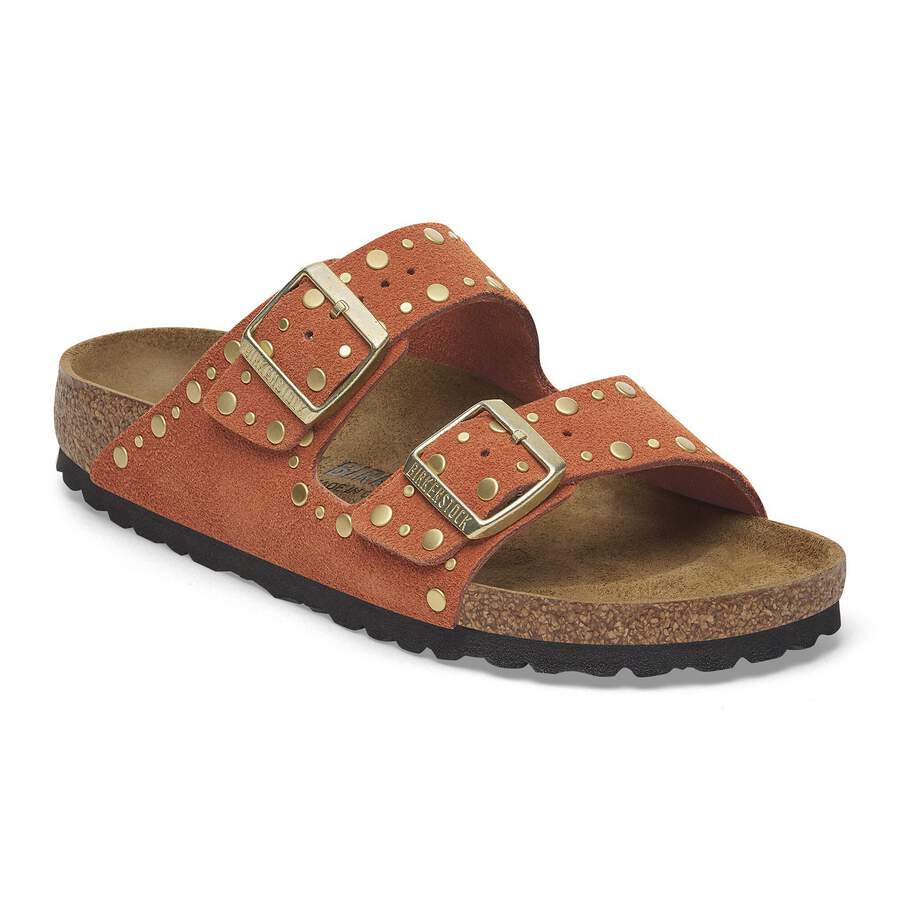 Arizona Rivet Suede Leather - Dark Rust