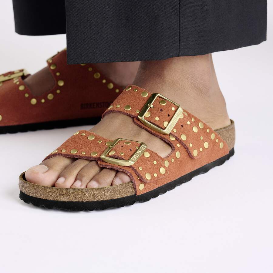 Arizona Rivet Suede Leather - Dark Rust