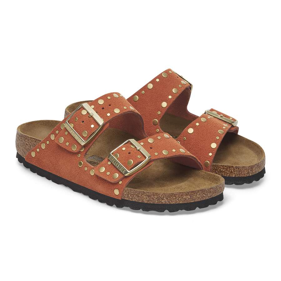 Arizona Rivet Suede Leather - Dark Rust