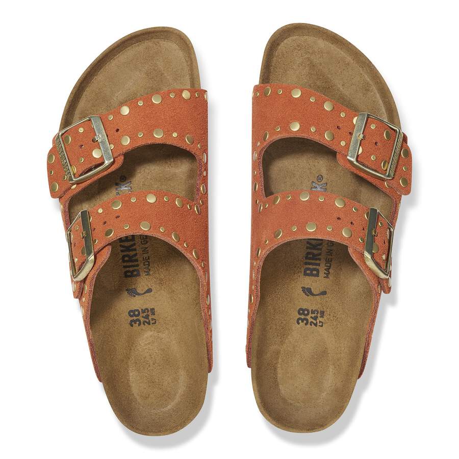 Arizona Rivet Suede Leather - Dark Rust