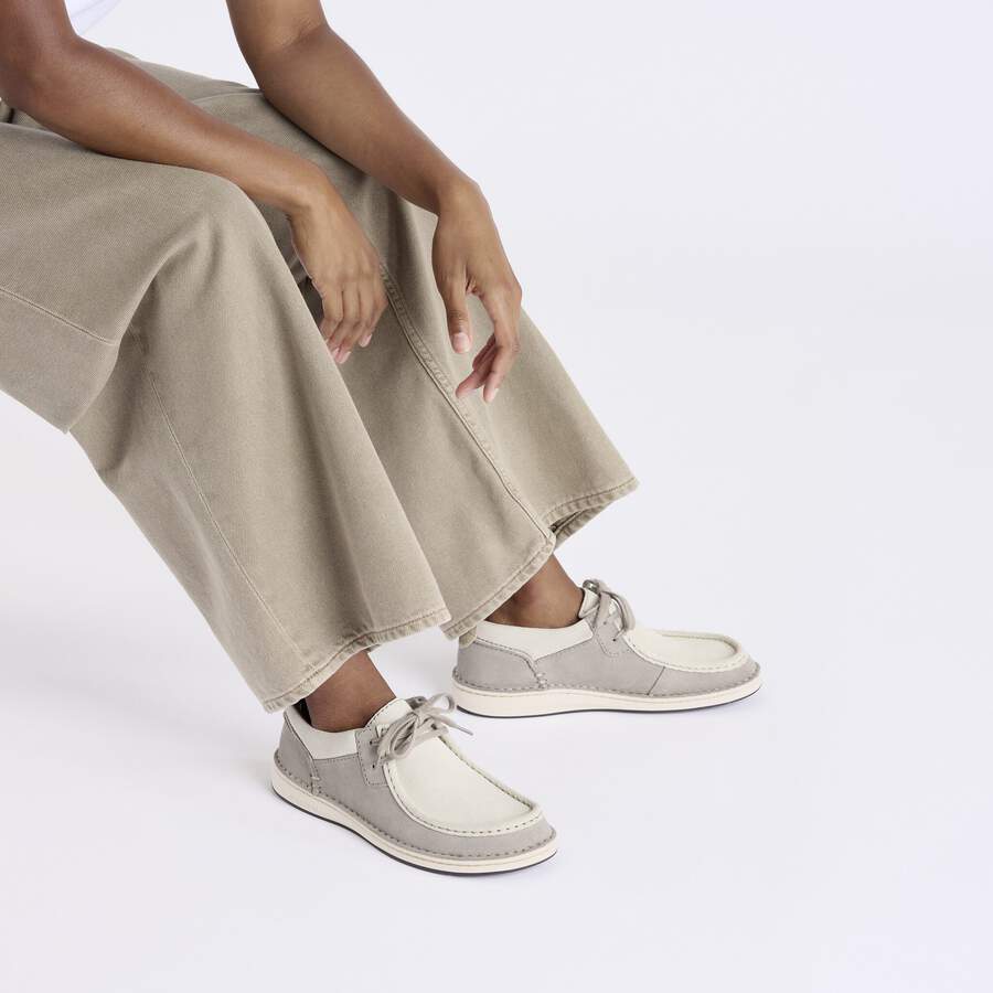 Pasadena Suede Leather - Stone Coin/White