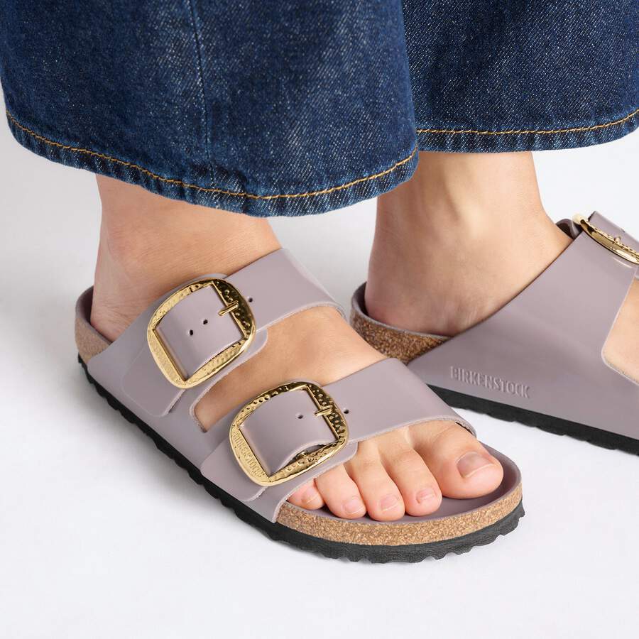 Arizona Big Buckle Natural Leather Patent - High-Shine Faded Purple