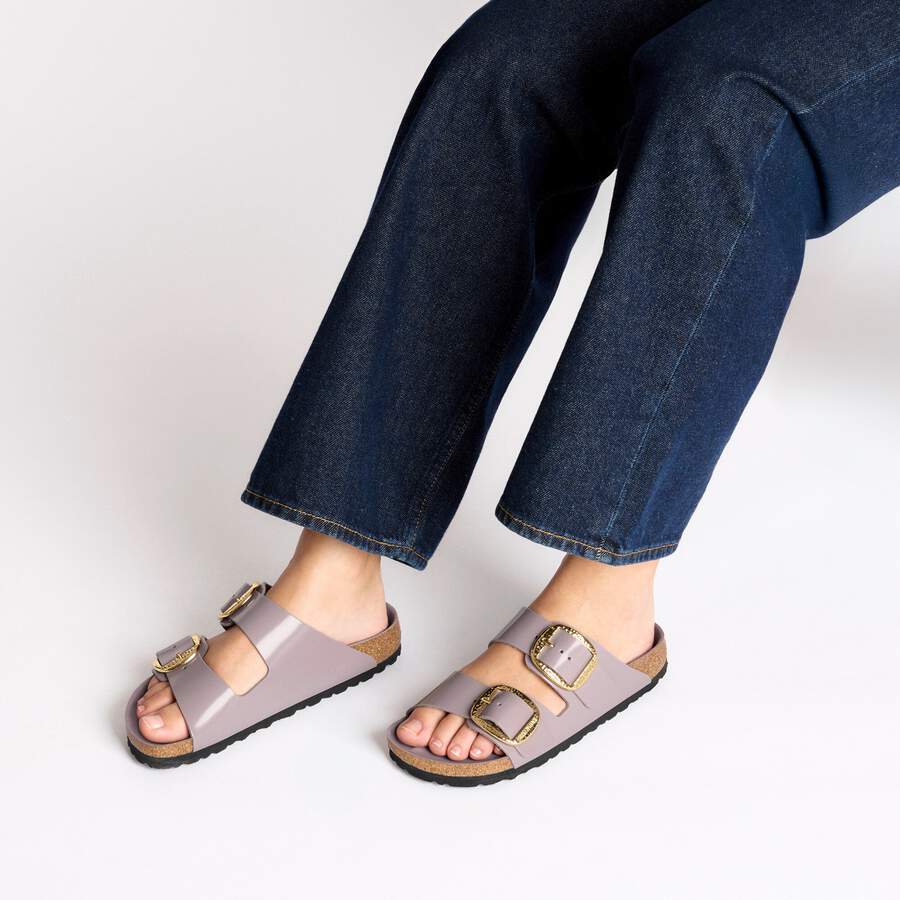 Arizona Big Buckle Natural Leather Patent - High-Shine Faded Purple