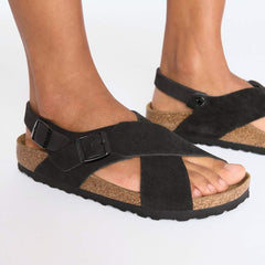 Tulum Soft Footbed Suede Leather Nubuck - Black