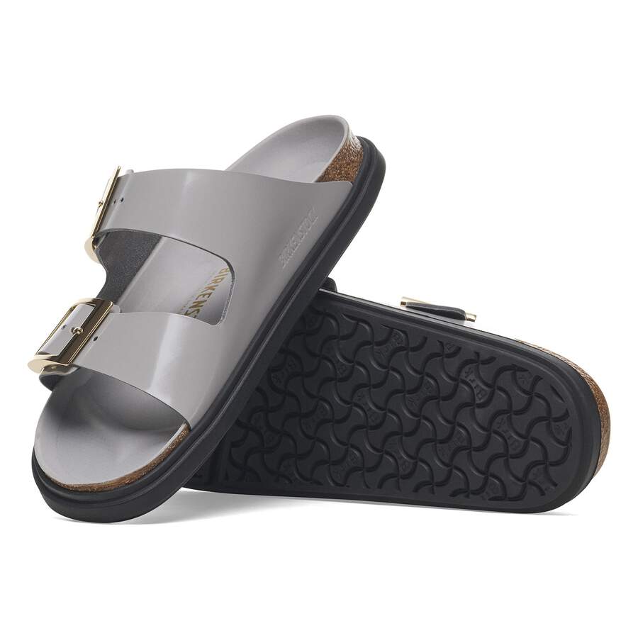 Arizona Droplet Buckle Natural Leather Patent - High Shine Stone Coin