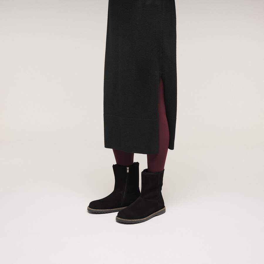 Uppsala Zip Shearling Suede Leather - Black