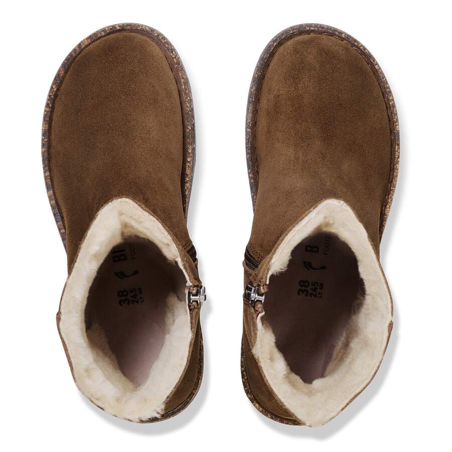Uppsala Zip Shearling Suede Leather - Dark Tea