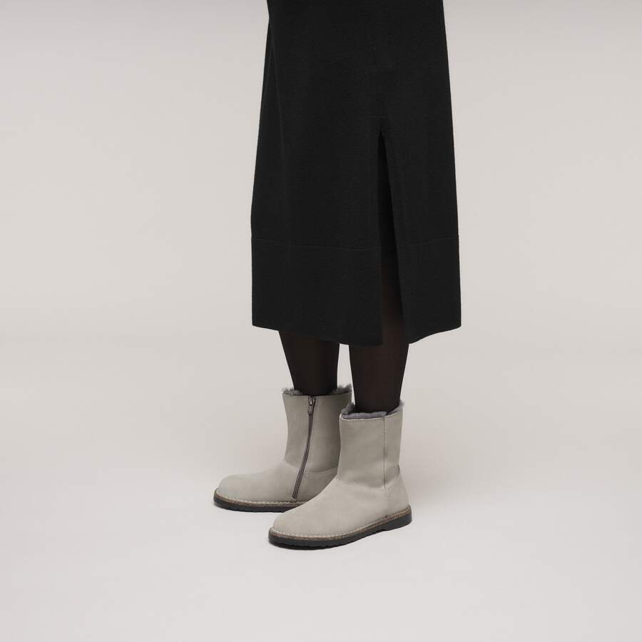 Uppsala Zip Shearling Suede Leather - Stone Coin