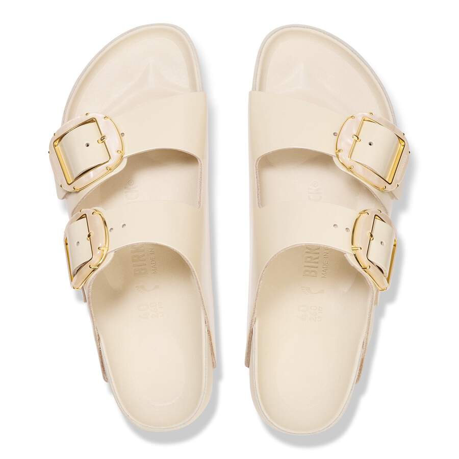 Arizona Big Buckle Natural Leather Patent - High Shine Ecru