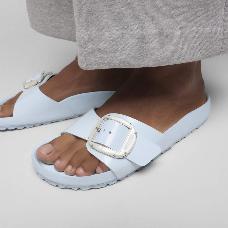 Madrid Big Buckle Pearl Natural Leather Patent - Baby Blue High Shine