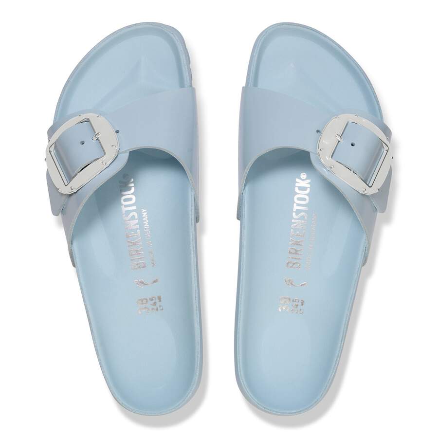 Madrid Big Buckle Pearl Natural Leather Patent - Baby Blue High Shine