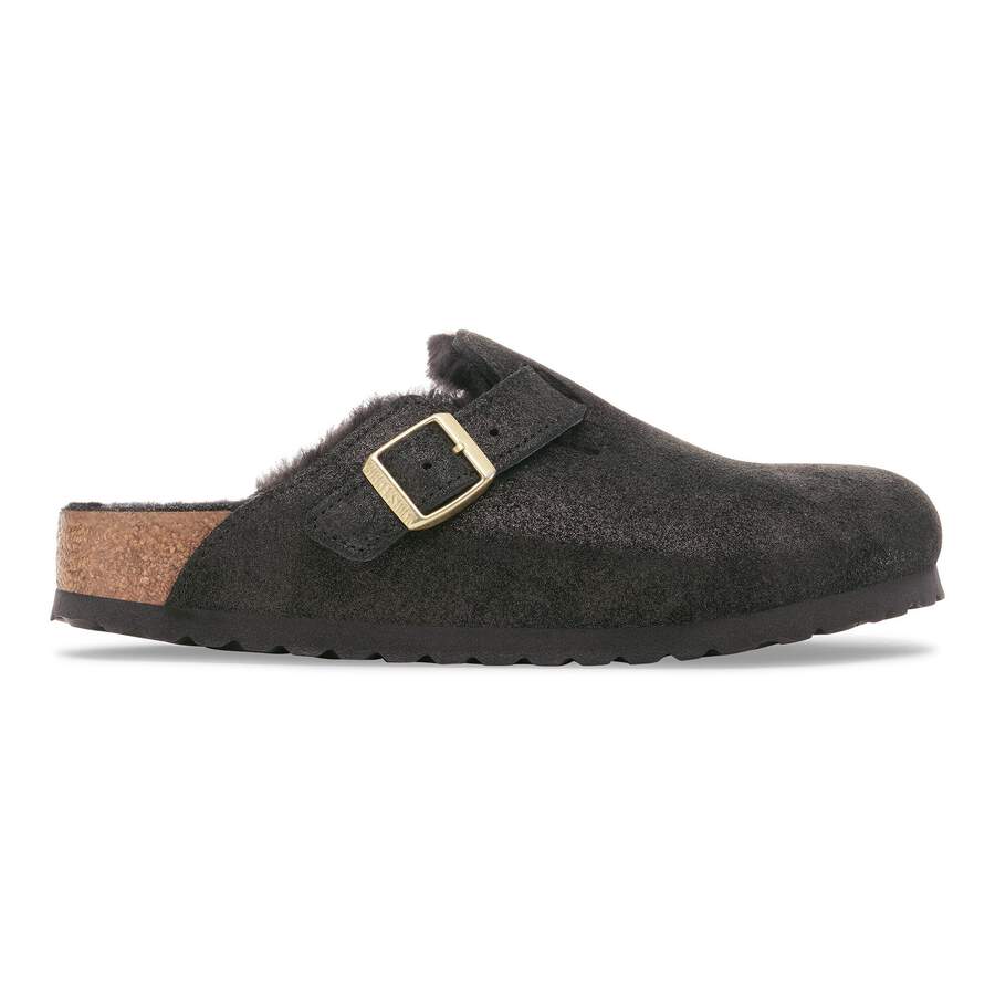 Boston Shearling Suede Leather/Fur - Black Suede Shimemring