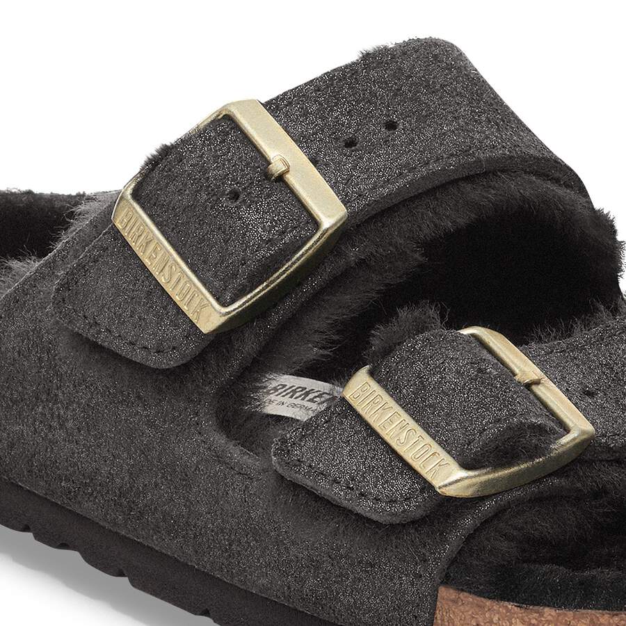Arizona Shearling Suede Leather/Fur - Black Suede Shimemring
