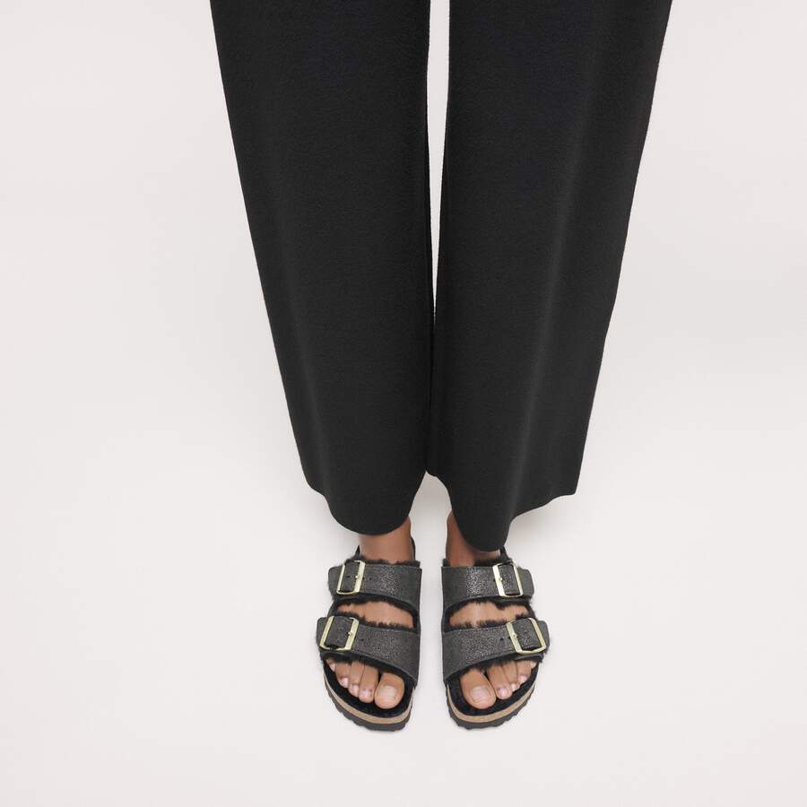 Arizona Shearling Suede Leather/Fur - Black Suede Shimemring
