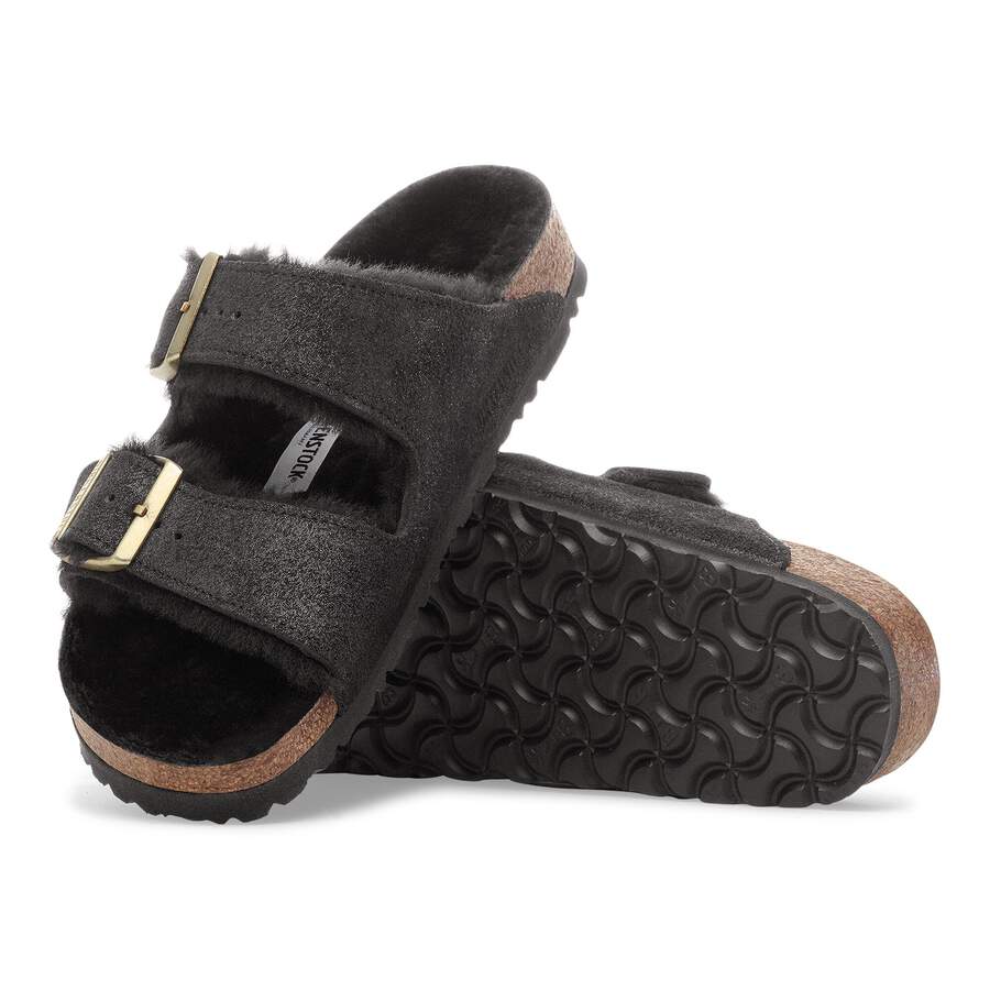 Arizona Shearling Suede Leather/Fur - Black Suede Shimemring