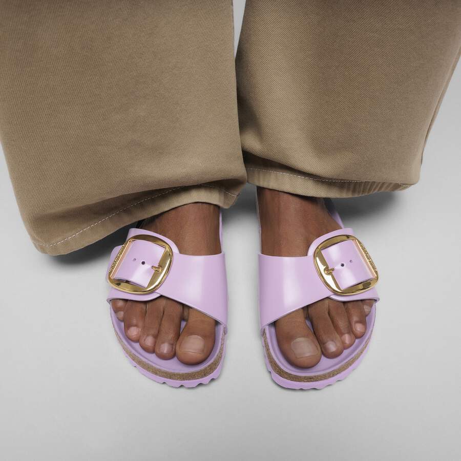 Madrid Big Buckle Natural Leather Patent - High Shine Crocus