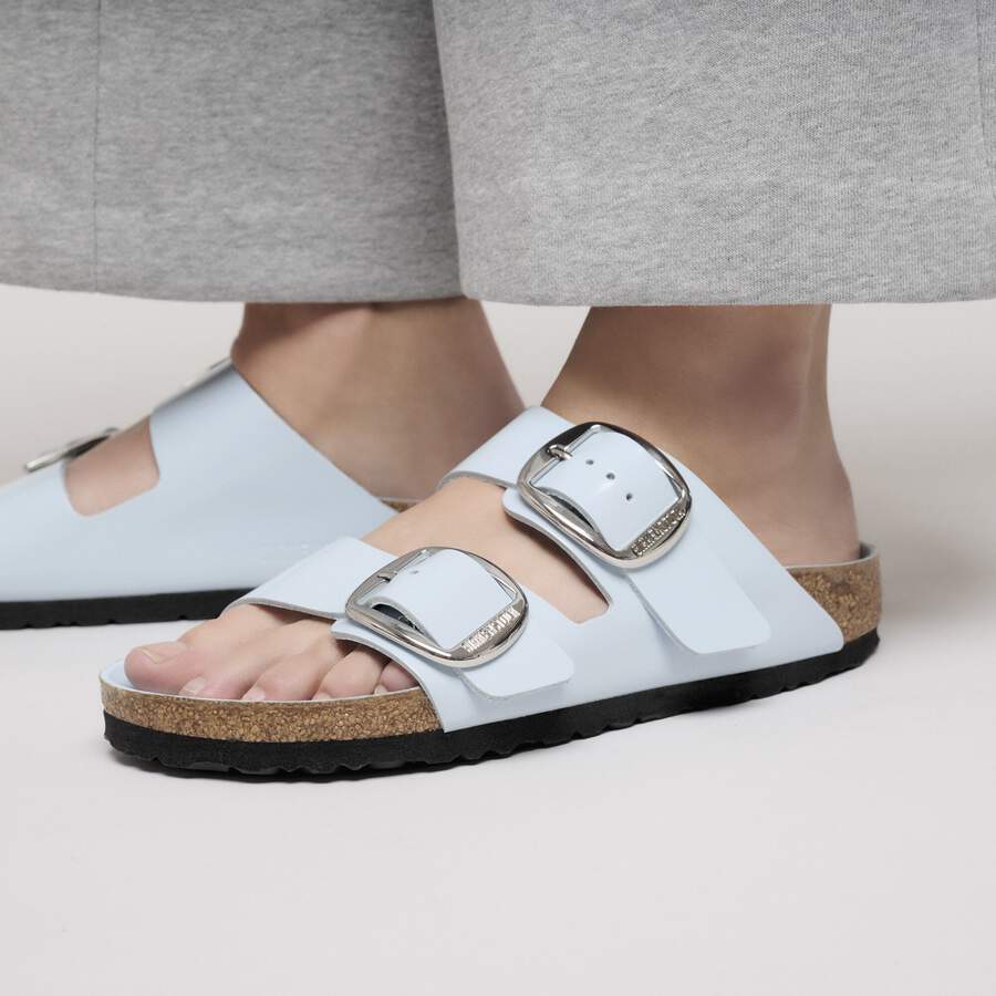 Arizona Big Buckle Natural Leather Patent - High Shine Baby Blue