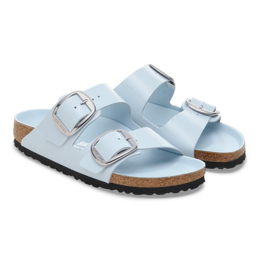 Arizona Big Buckle Natural Leather Patent - High Shine Baby Blue