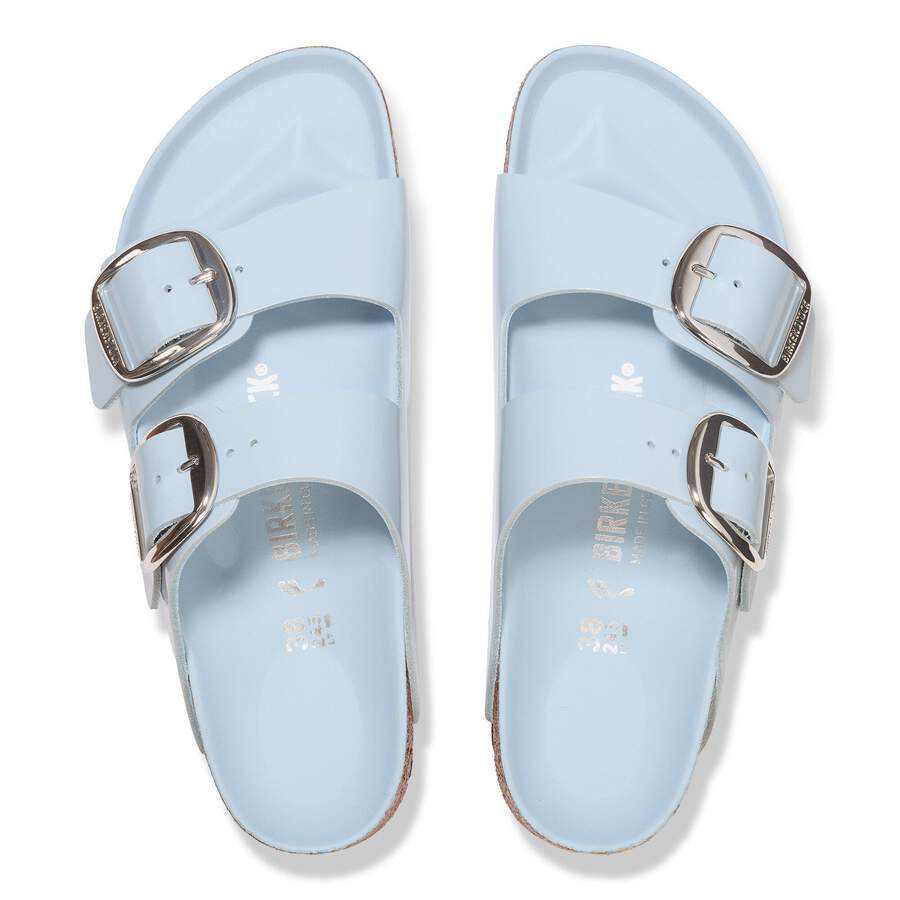 Arizona Big Buckle Natural Leather Patent - High Shine Baby Blue