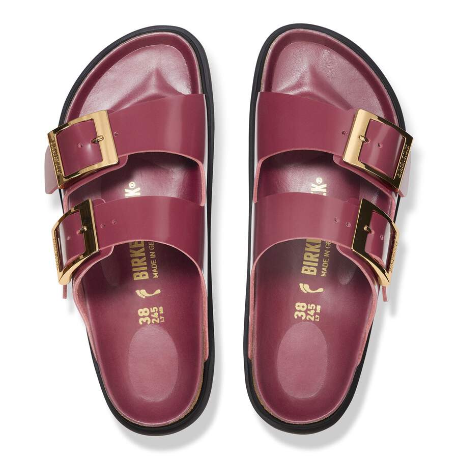 Arizona Droplet Buckle Natural Leather Patent - Zinfandel High Shine
