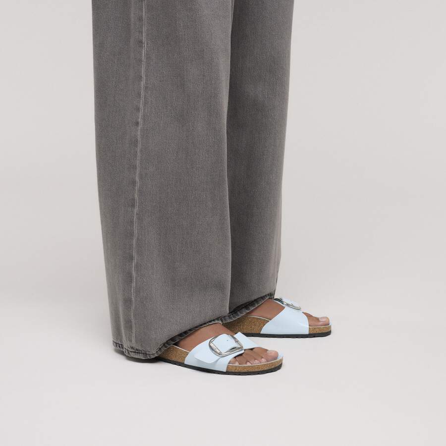 Madrid Big Buckle Natural Leather Patent - High Shine Baby Blue