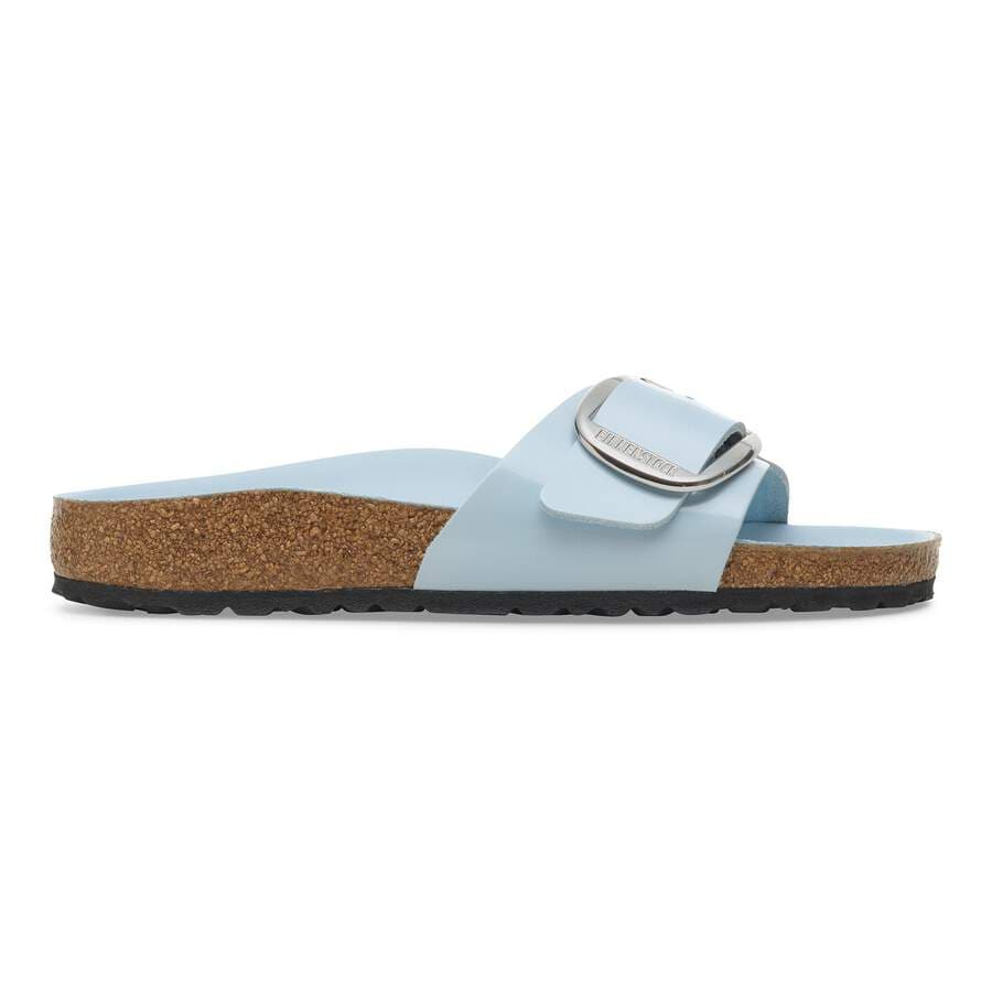 Madrid Big Buckle Natural Leather Patent - High Shine Baby Blue