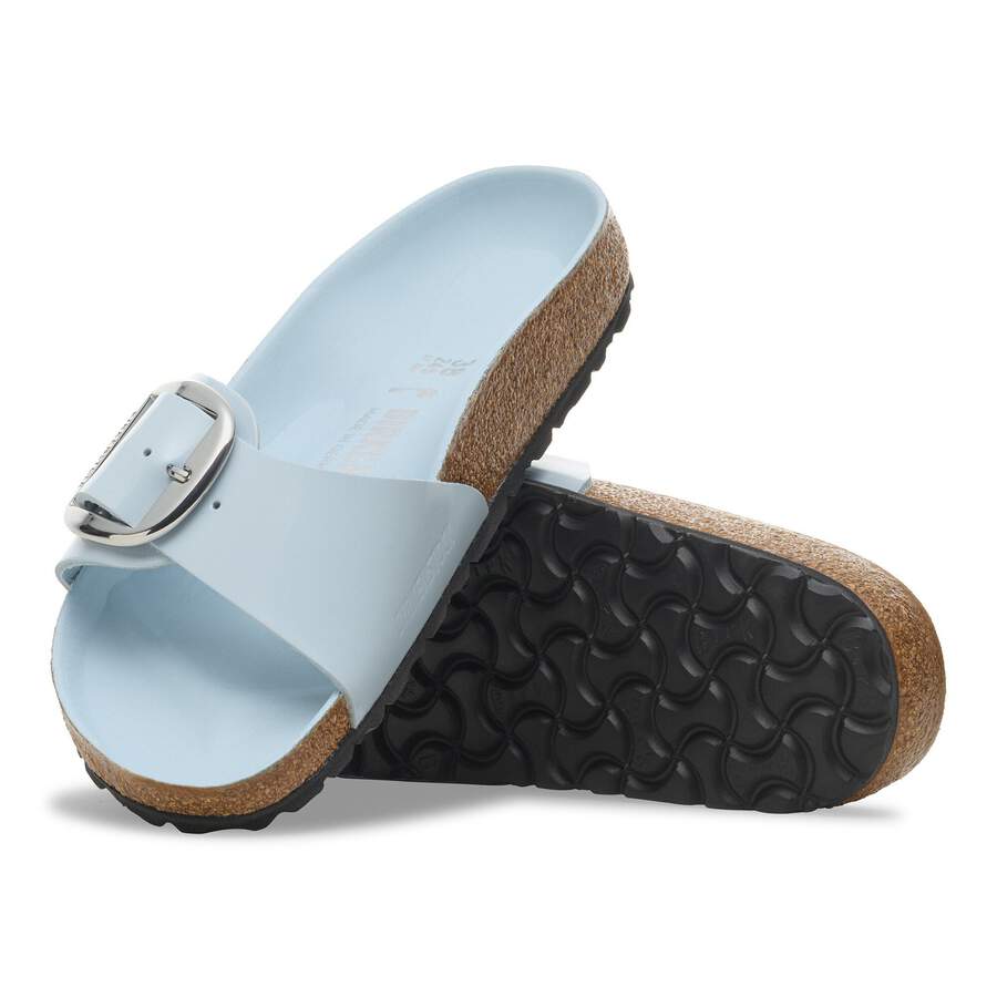 Madrid Big Buckle Natural Leather Patent - High Shine Baby Blue