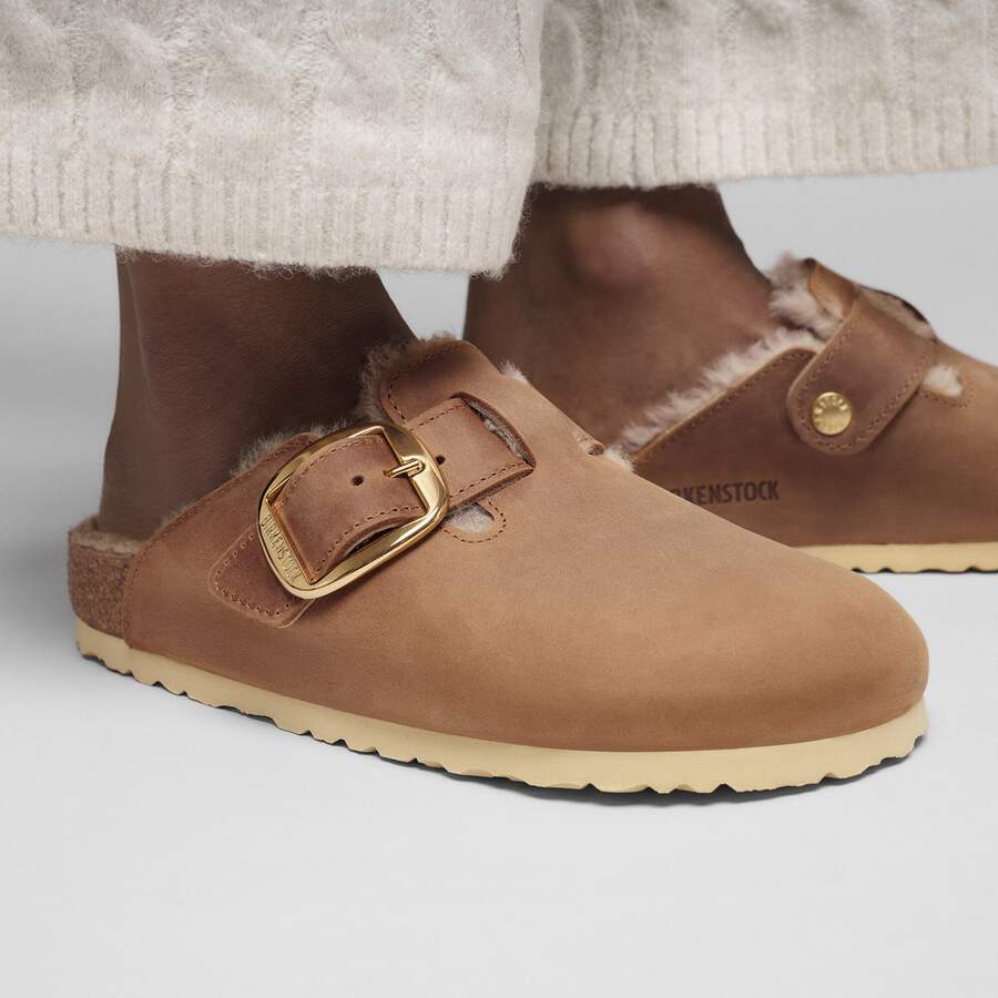 Boston Big Buckle Shearling Natural Leather Oiled - Cognac