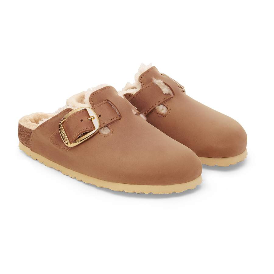 Boston Big Buckle Shearling Natural Leather Oiled - Cognac