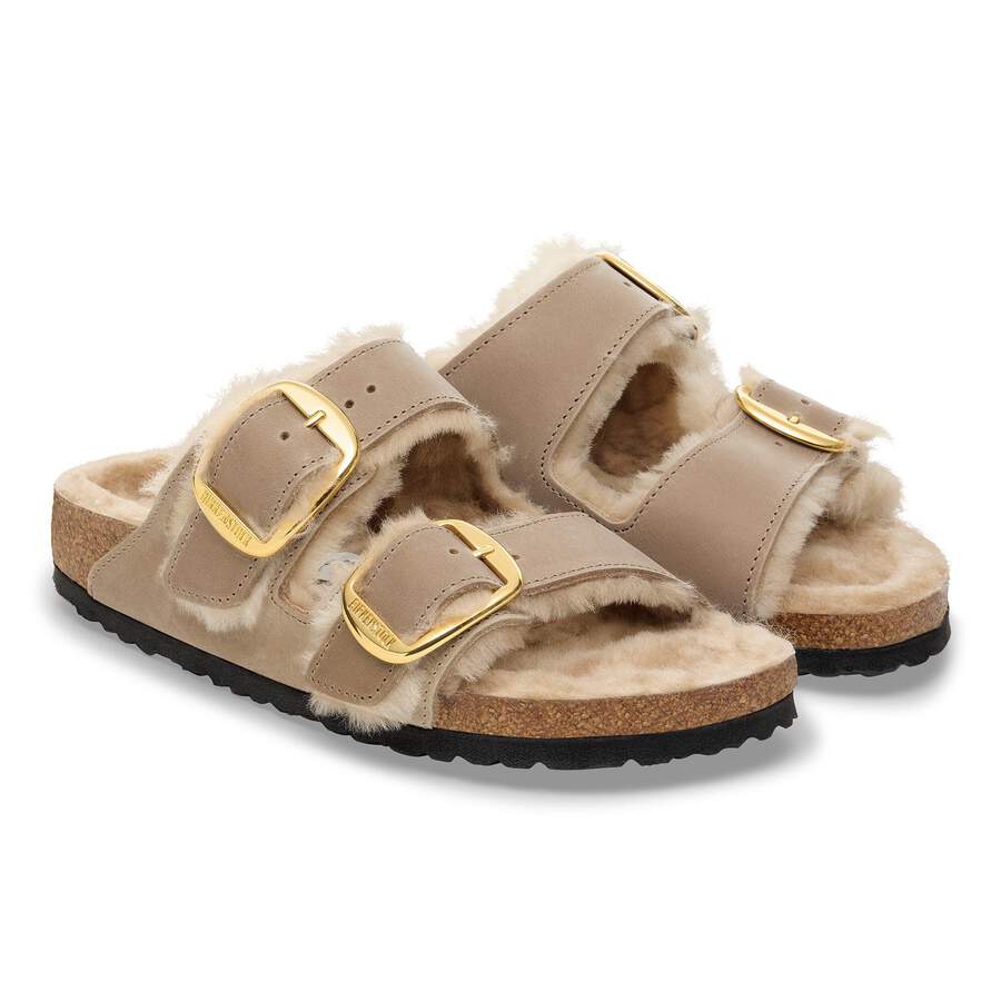 Arizona Big Buckle Shearling Natural Leather Oiled - Tobacco Brown