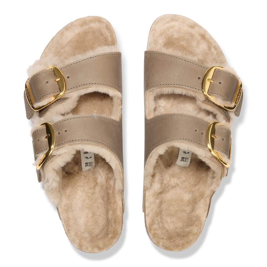 Arizona Big Buckle Shearling Natural Leather Oiled - Tobacco Brown