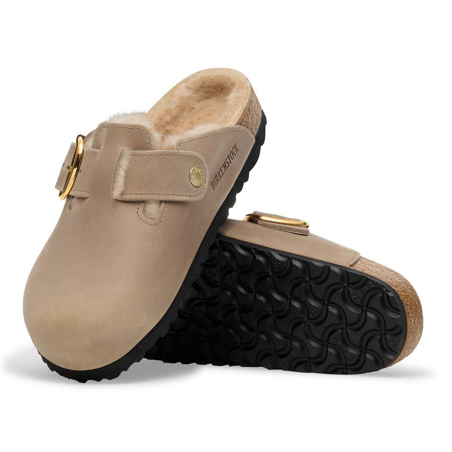 Boston Big Buckle Shearling Natural Leather Oiled - Tobacco Brown