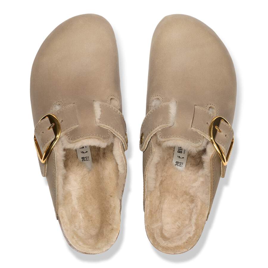 Boston Big Buckle Shearling Natural Leather Oiled - Tobacco Brown