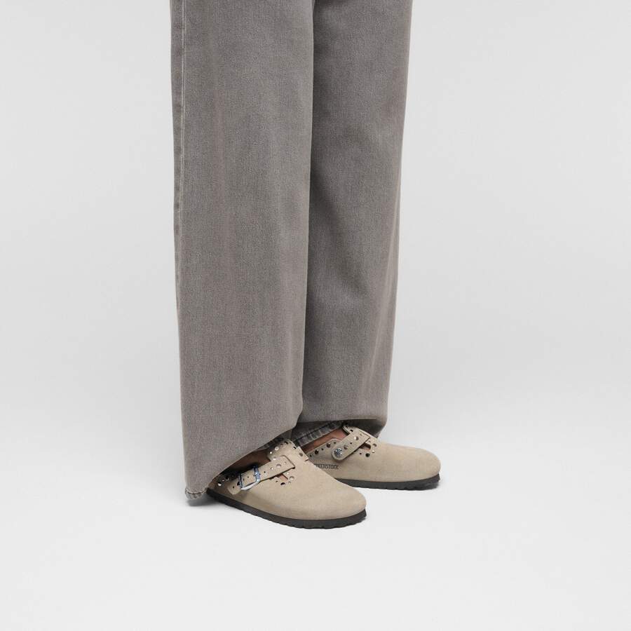 Boston Rivet Suede Leather - Taupe