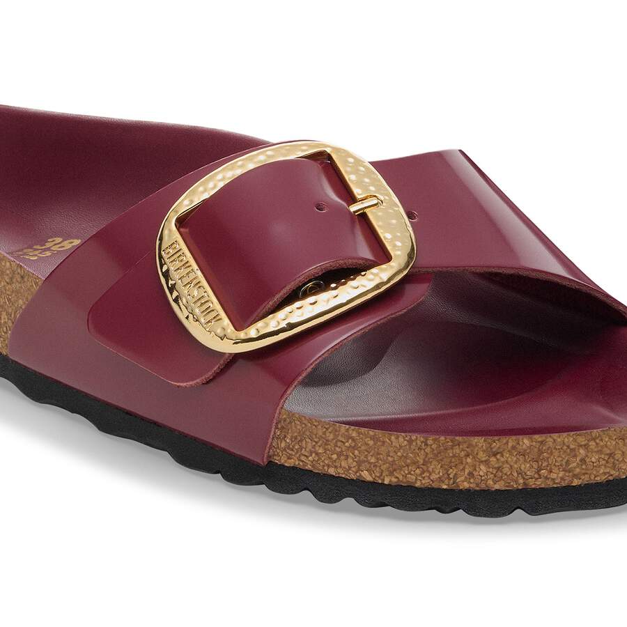 Madrid Big Buckle Natural Leather Patent - Zinfandel High Shine