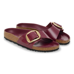 Madrid Big Buckle Natural Leather Patent - Zinfandel High Shine