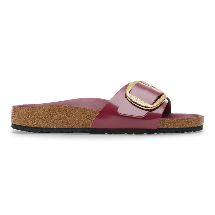 Madrid Big Buckle Natural Leather Patent - Zinfandel High Shine