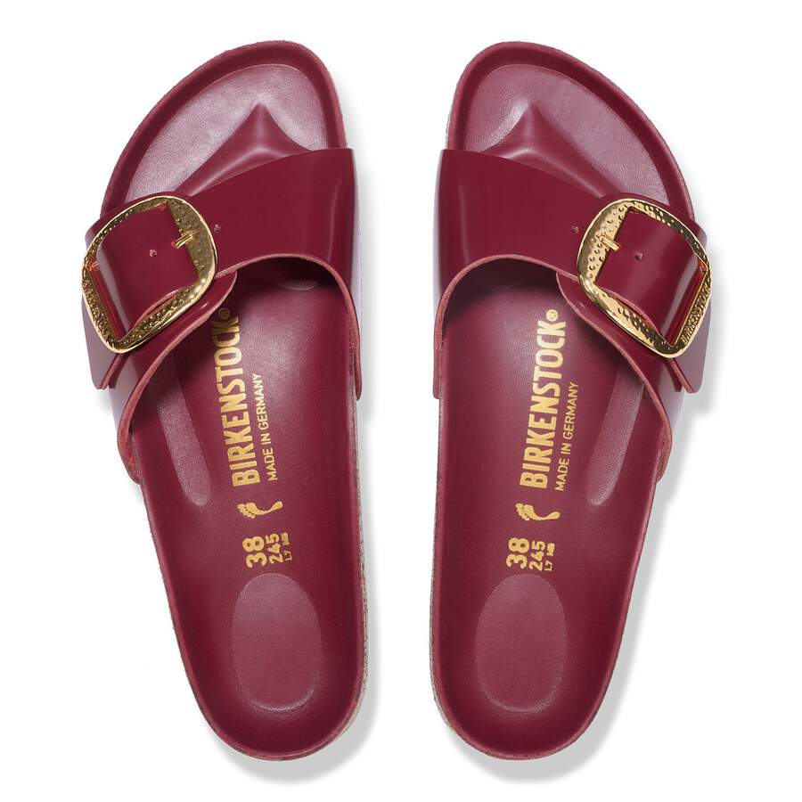 Madrid Big Buckle Natural Leather Patent - Zinfandel High Shine