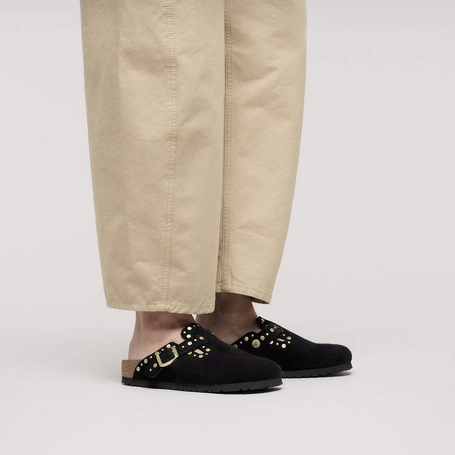 Boston Rivet Suede Leather - Black