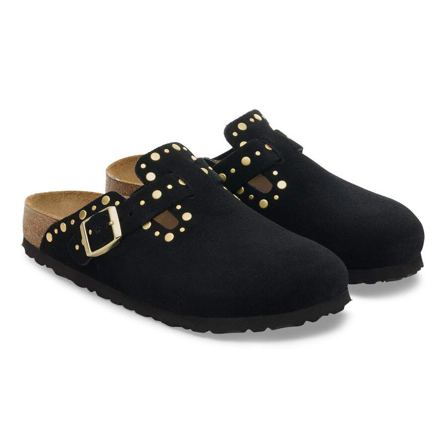 Boston Rivet Suede Leather - Black