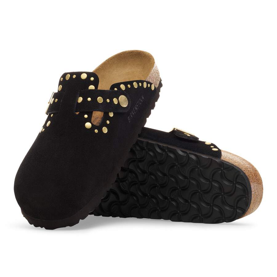 Boston Rivet Suede Leather - Black